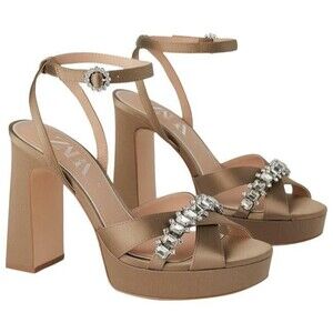 NEW ZARA Jeweled High Heel Satin Platform Sandals (Size 40/US 9)